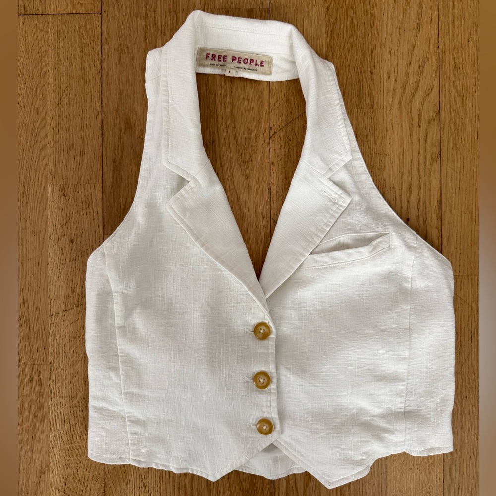 Free People Cream Halter Vest Top